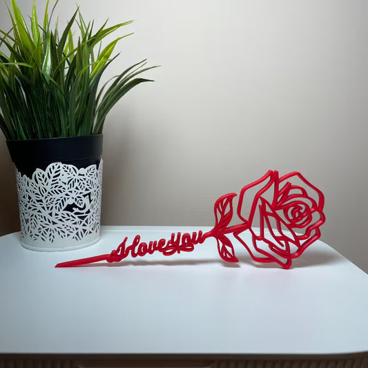 Escultura de Mesa "Rosa de Pasión" - Diseño Minimalista en Rojo Fuego
