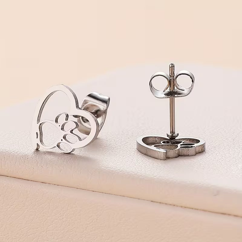 Pendientes "Huella Incondicional" - Corazón de Acero para Pet Lovers